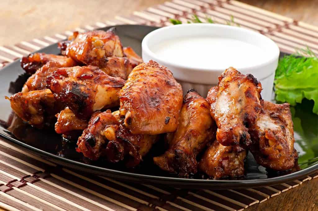 Chicken wings on plate