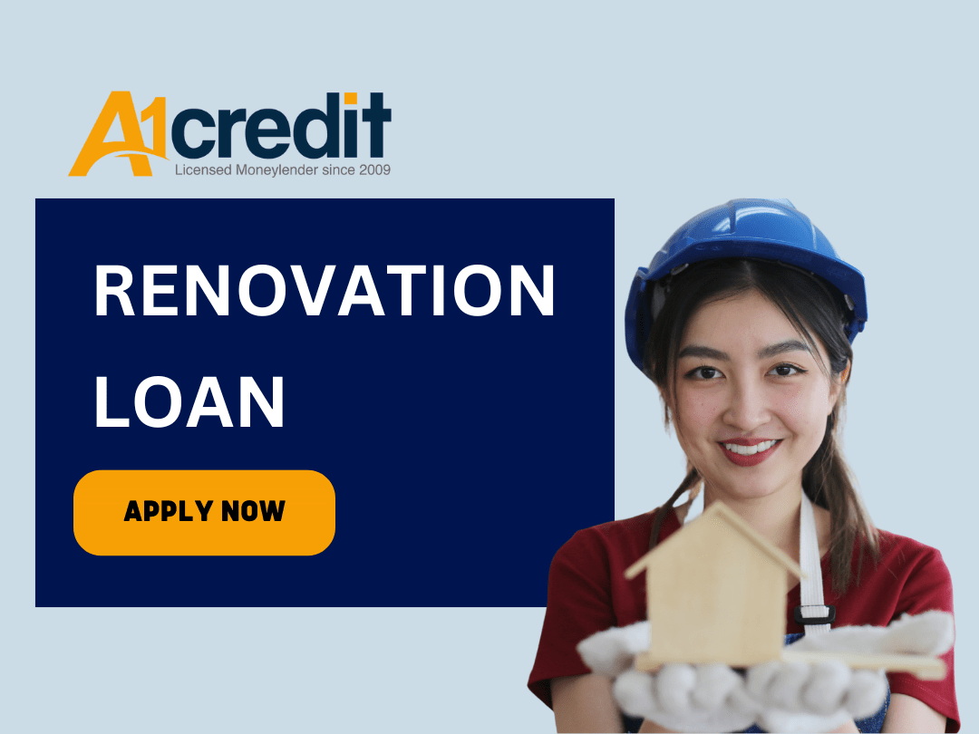 renovation loan singapore with asian girl holding house model